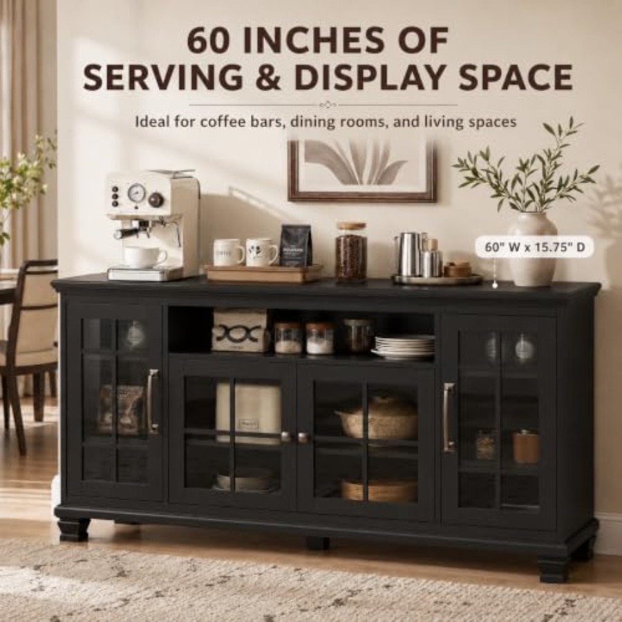 Buffet de 60 pouces avec porte - Glass Door Hinge avis et prix