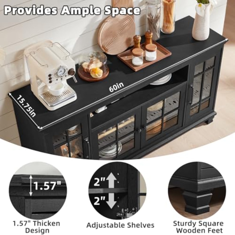 Buffet de 60 pouces avec porte - Glass Door Hinge avis et prix